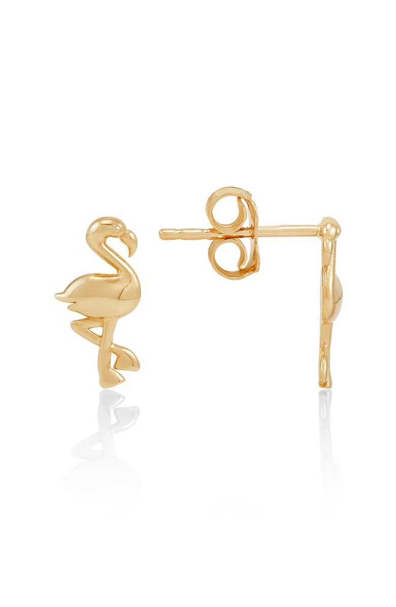 Frankie & Zoe Flamingo Stud Earrings, Alternate, color, Yellow Gold