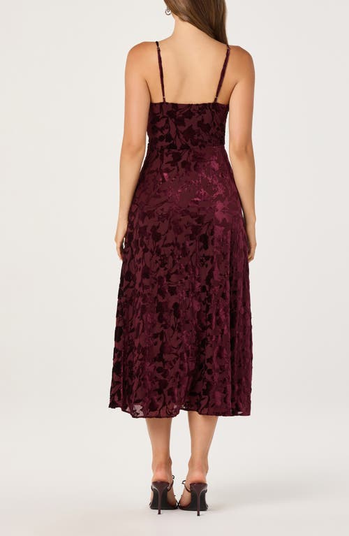 Astr The Label Underwire Burnout Velvet Cocktail Dress In Burgundy