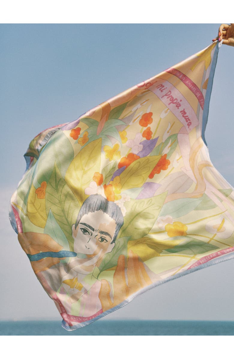 Lost Pattern "I Am My Own Muse by Frida" Large Silk Scarf, Alternate, color, Multicolor