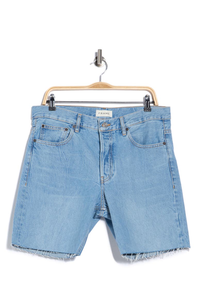 The Relaxed Raw Hem Denim Shorts, Main, color, GOOD TIMES