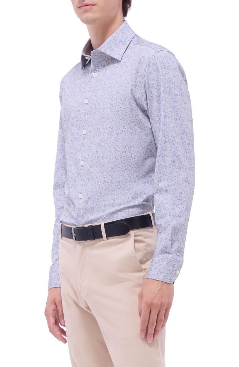 Bugatchi Jimmy OoohCotton<sup>®</sup> Floral Button-Up Shirt, Alternate, color, Blue/Sand