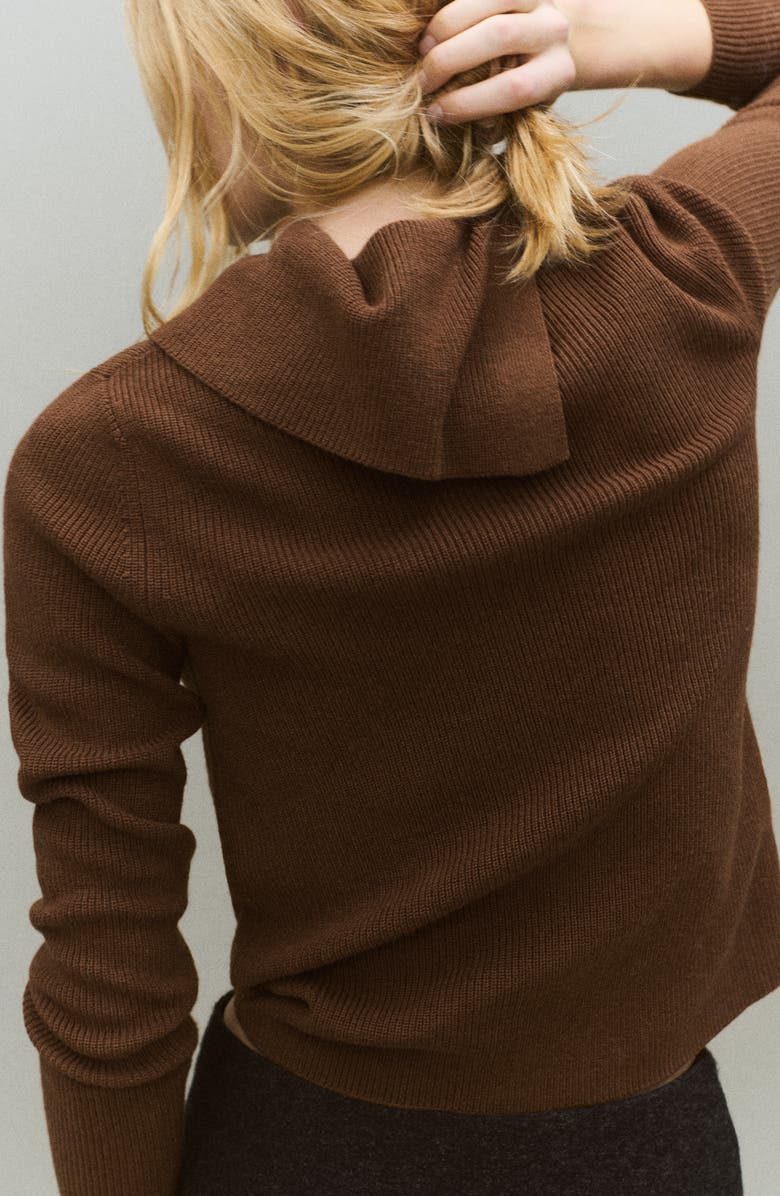 MANGO Asymmetric Neck Sweater, Alternate, color, Caramel