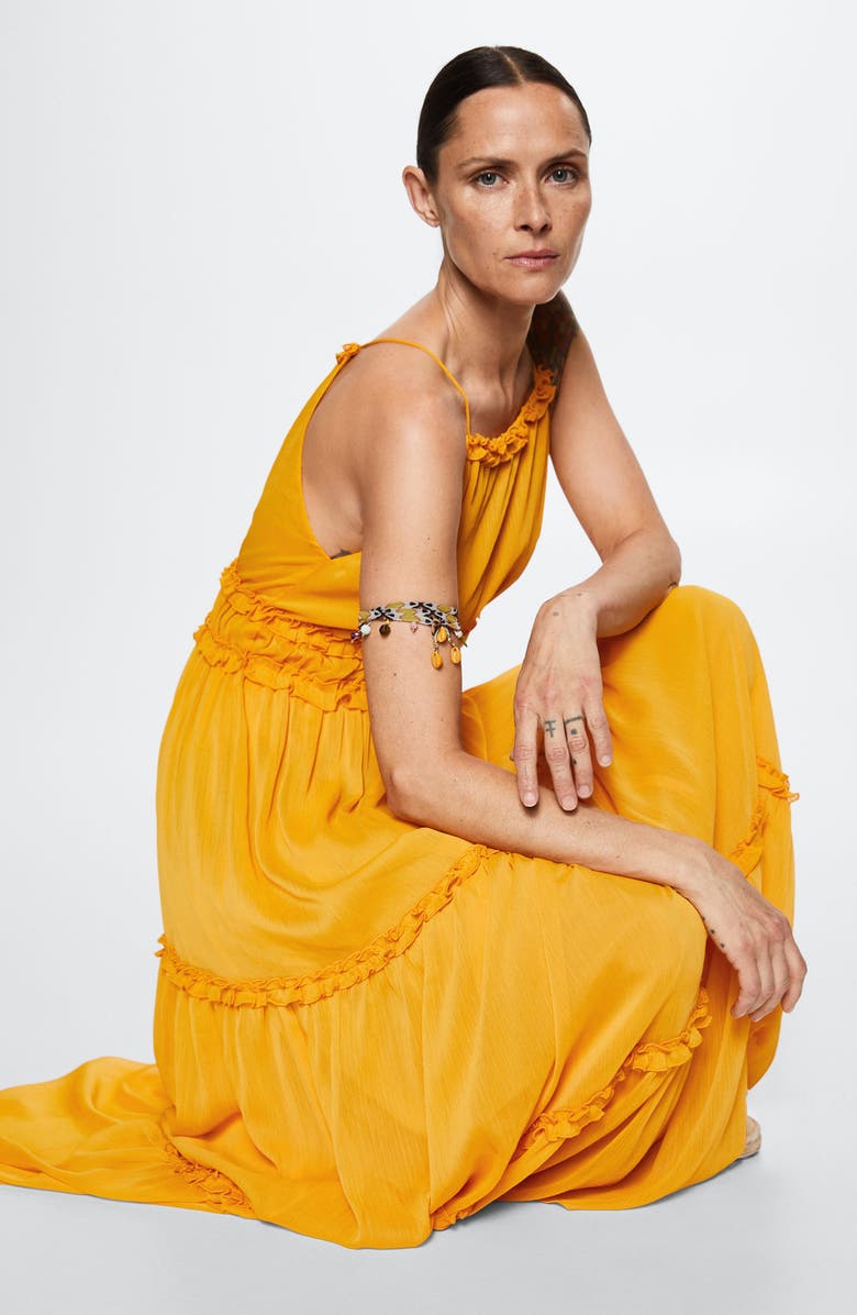 MANGO Ruffle Maxi Dress, Alternate, color, 