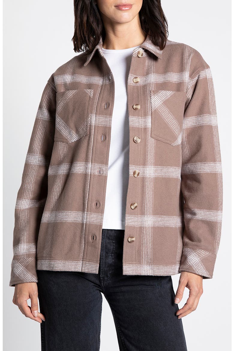 Vera Plaid Cotton Shirt Jacket, Main, color, BROWN WHITE PLAID