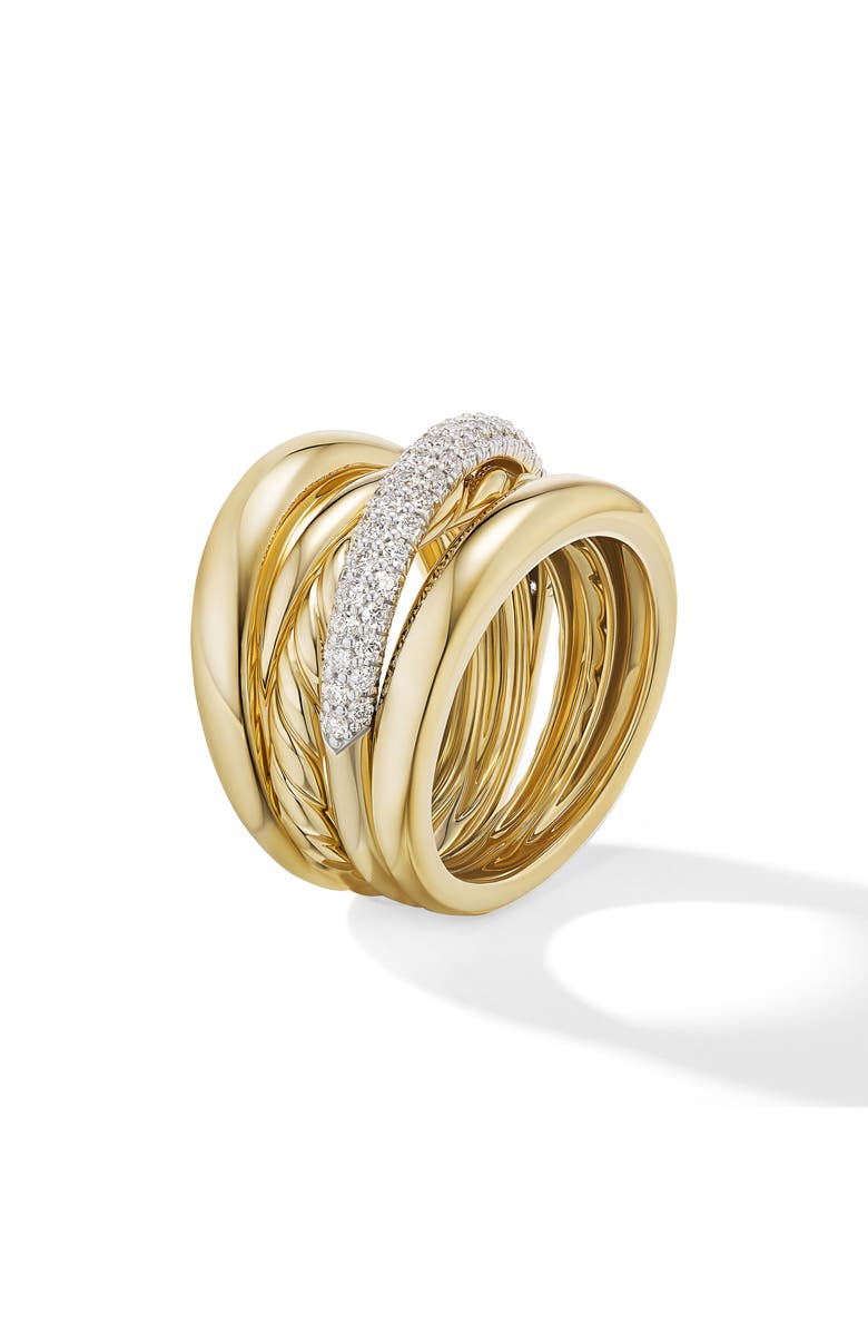 David Yurman Pavé Diamond Five Row Crossover Ring, Alternate, color,