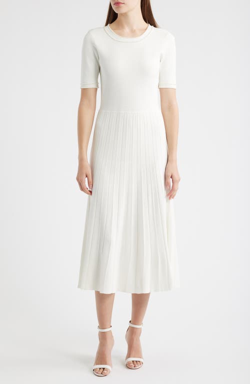 Elie Tahari The Robin Pleated Bead-trim Midi Sweater Dress