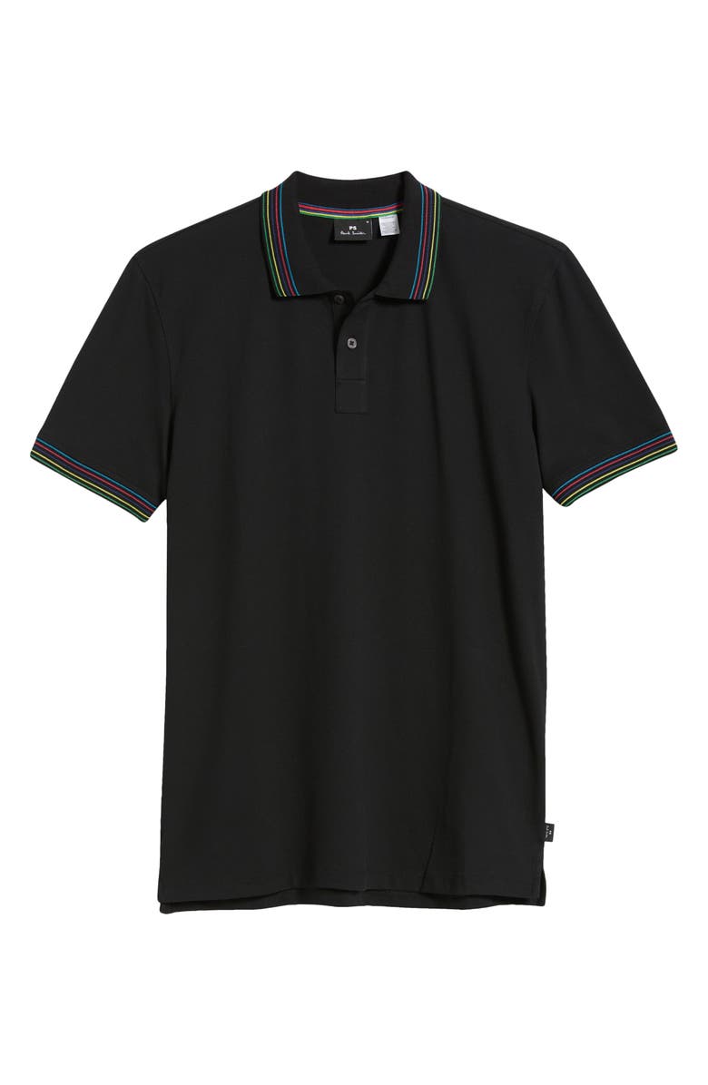 PS Paul Smith Tipped Stretch Cotton Polo, Alternate, color, Black