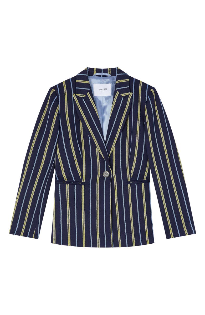 LK Bennett Mya Stripe Linen Blend Blazer, Alternate, color,