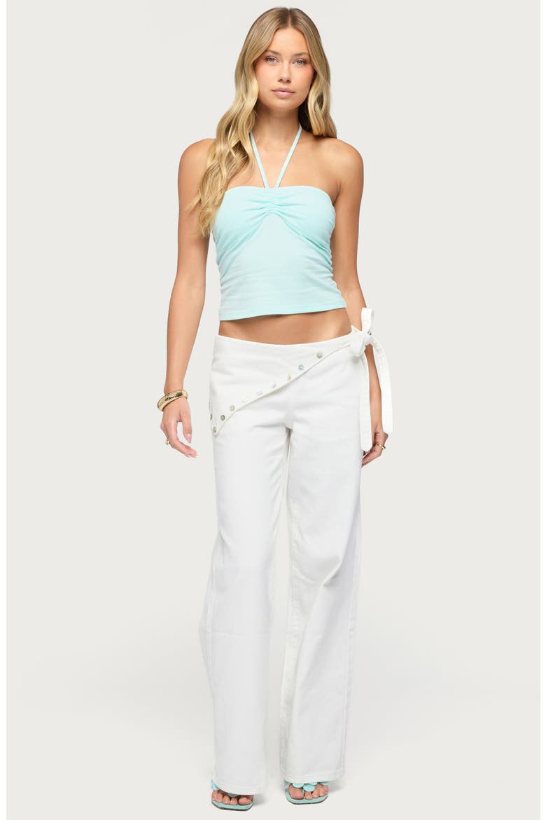 Yolandi Ruched Halter Top, Alternate, color, AQUA