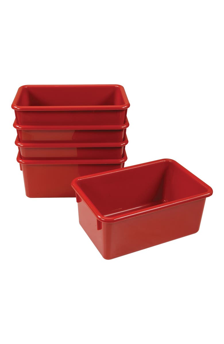 Kaplan Early Learning Company Red Colored Storage Bin - Set of 5, Main, color, Red