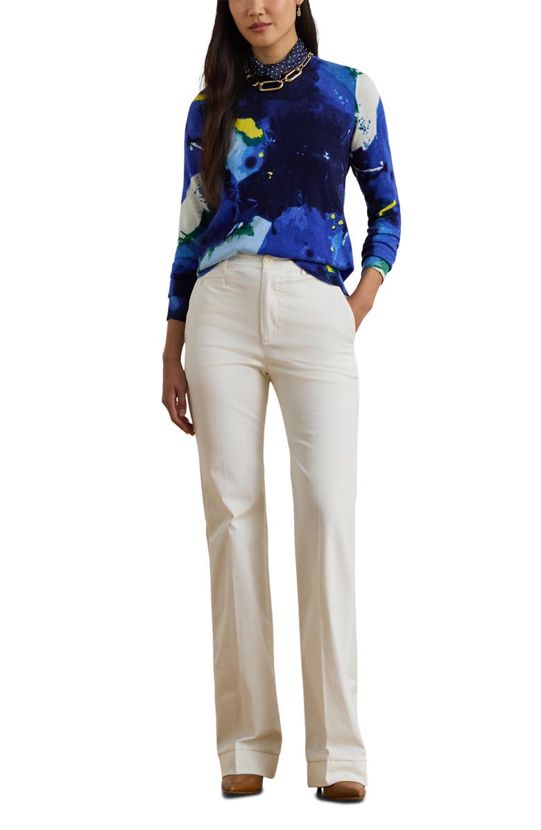 Lauren Ralph Lauren Print Crewneck Sweater, Alternate, color, Blue/ Multi