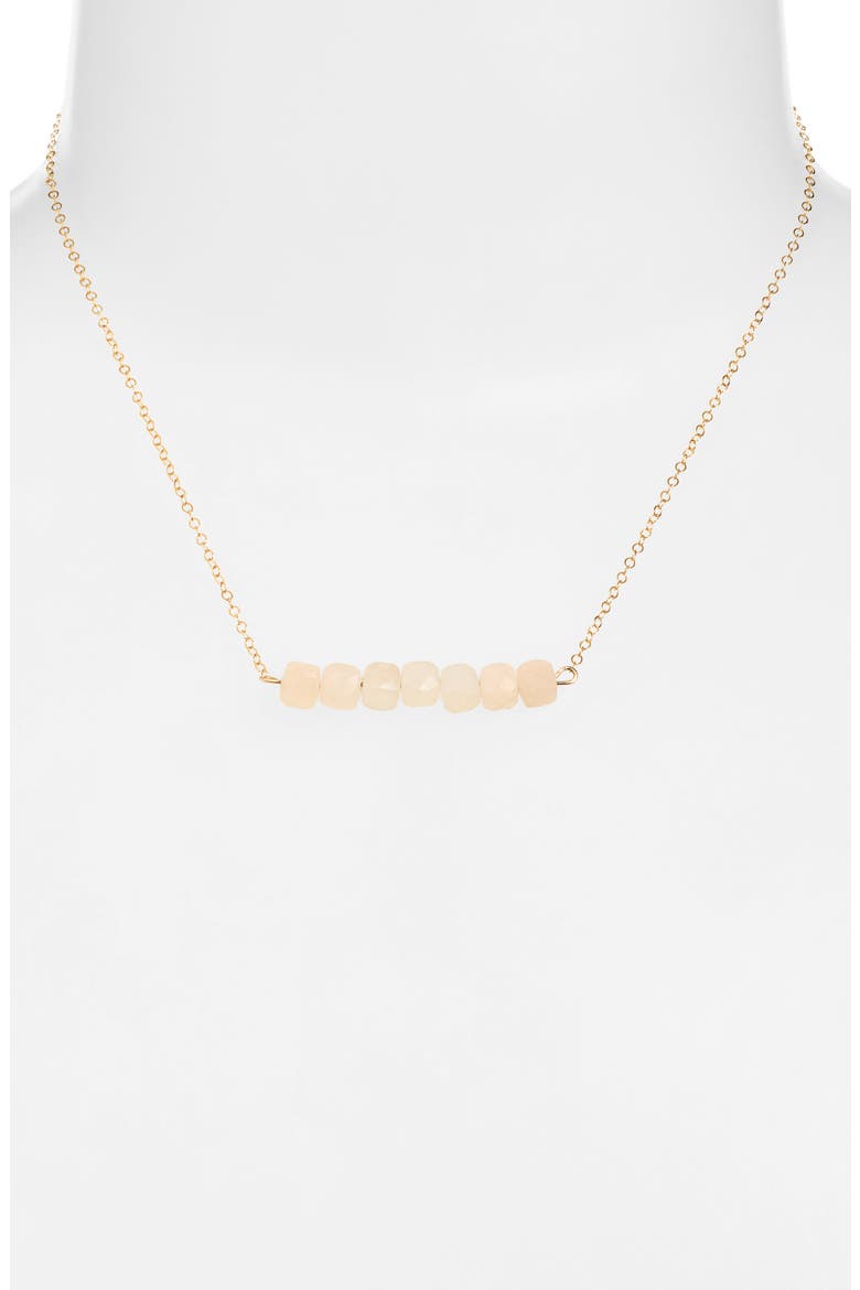 Rozque 14k Gold Rose Quartz Bar Necklace, Alternate, color, ROSE QUARTZ