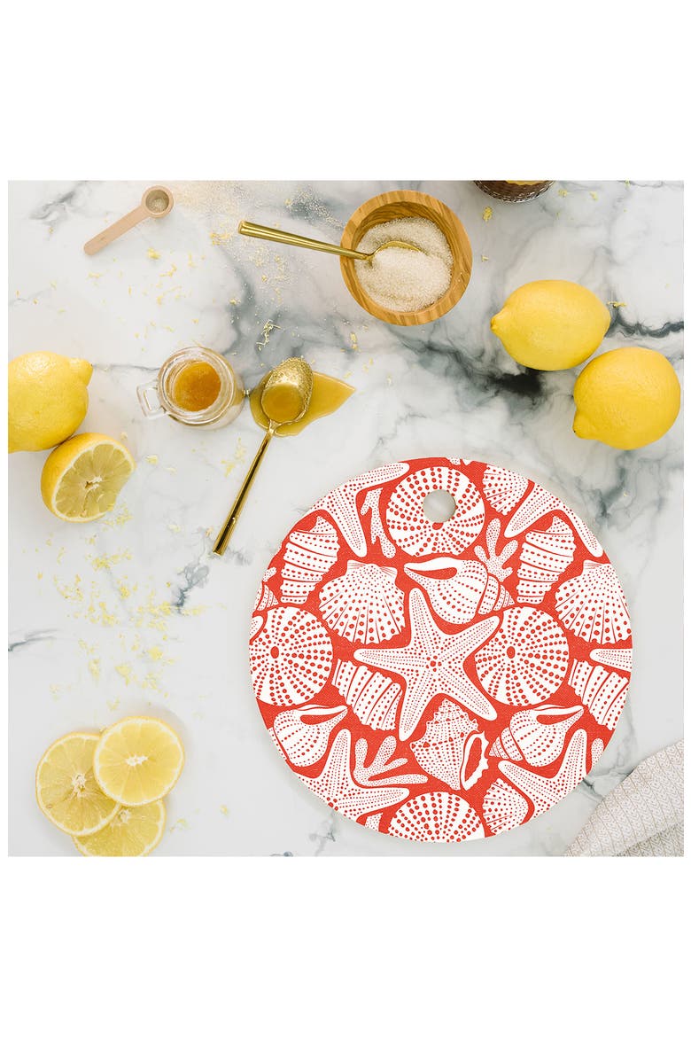 Ocean Floor Shell Print Cutting Board, Alternate, color, RED