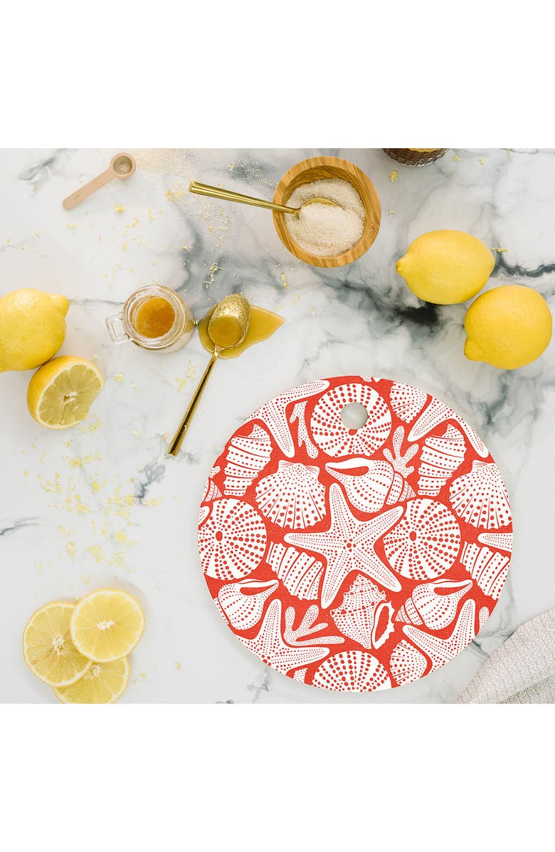 Deny Designs Ocean Floor Shell Print Cutting Board, Alternate, color, Red