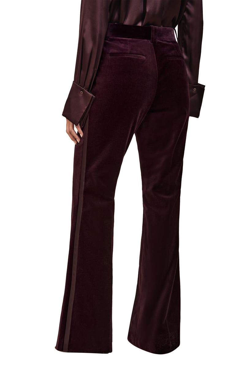 Reiss Elia Satin Stripe Velvet Flare Pants, Alternate, color, Burgundy