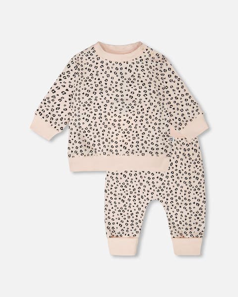 Organic Cotton Jersey Peach Printed Sweater and Pants Set (Baby)