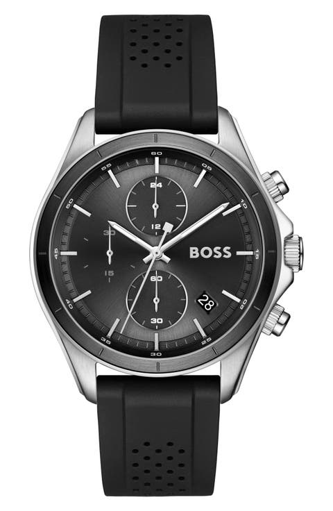 Bossletic Chronograph Silicone Strap Watch, 43mm