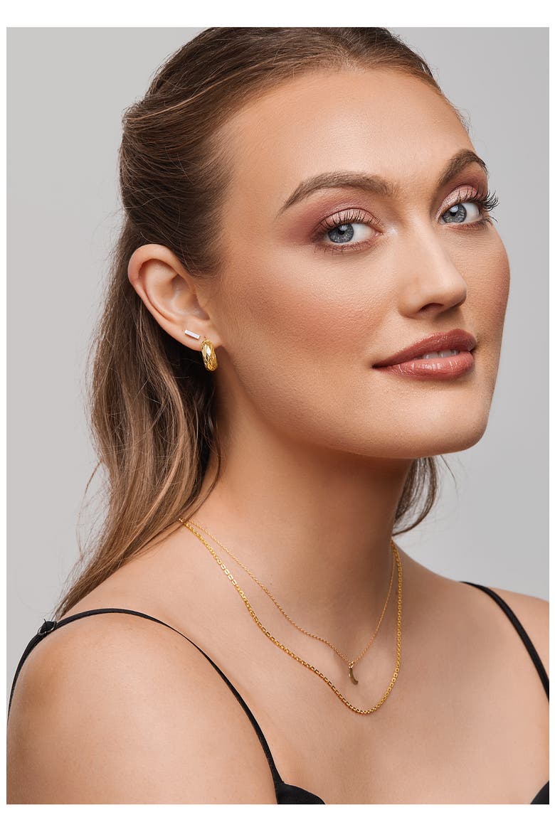 14K Gold Faceted Hoop Earrings (Nordstrom Exclusive), Alternate, color, 14K YELLOW GOLD