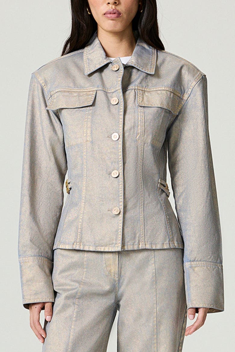 Metallic Denim Jacket, Main, color, Metallic Gold