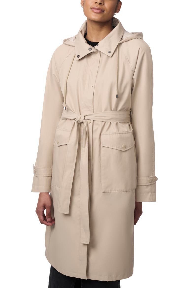 Water Resistant Tie Belt Packable Raincoat, Alternate, color, TAUPE