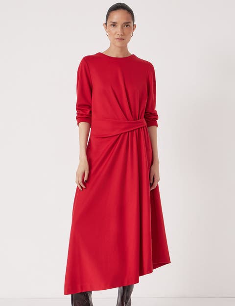 Asymmetric Hem Jersey Dress