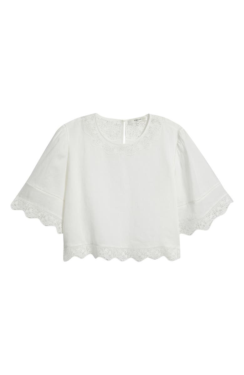 FRAME The Embroidered Ramie Top, Alternate, color, White
