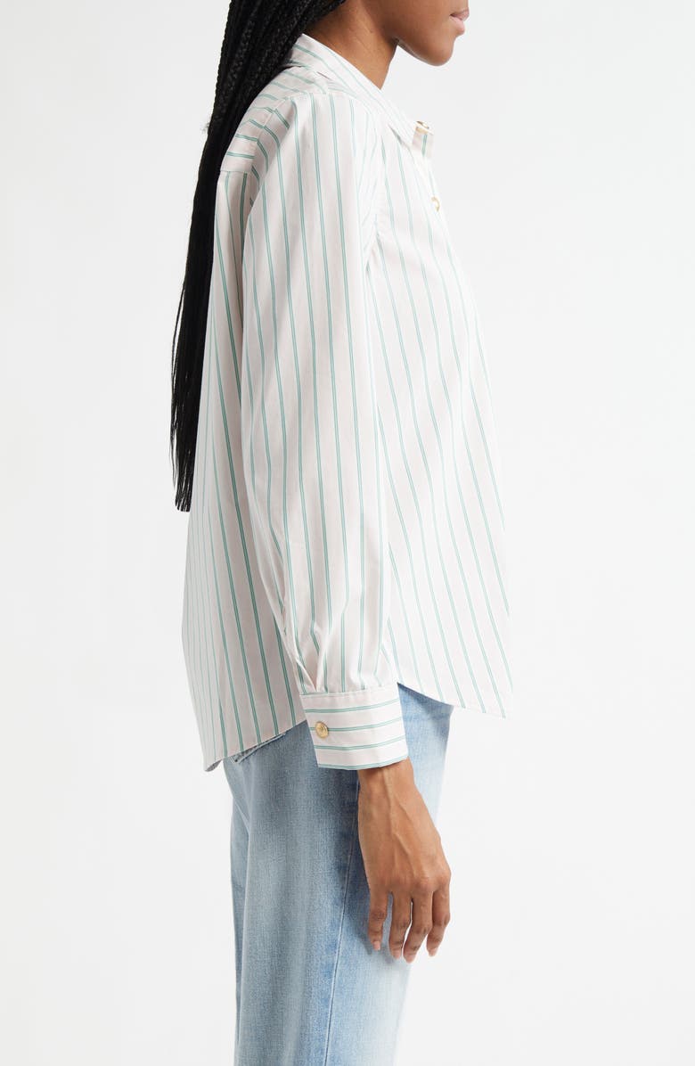 L'AGENCE Ellery Stripe Cotton Blend Button-Up Shirt, Alternate, color, Baby Pink