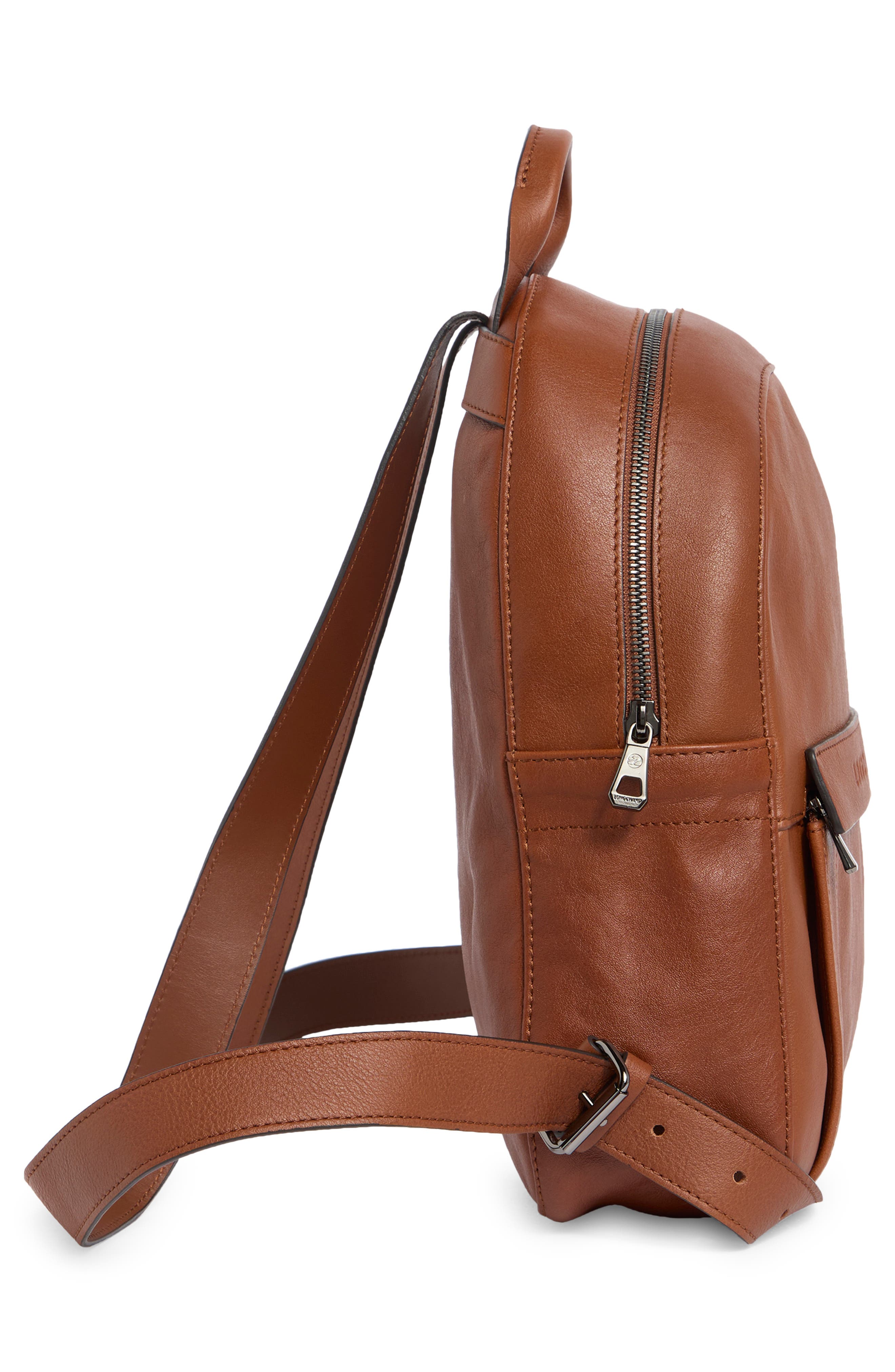 Longchamp Small 3D Leather Backpack, Alternate, color, Cognac