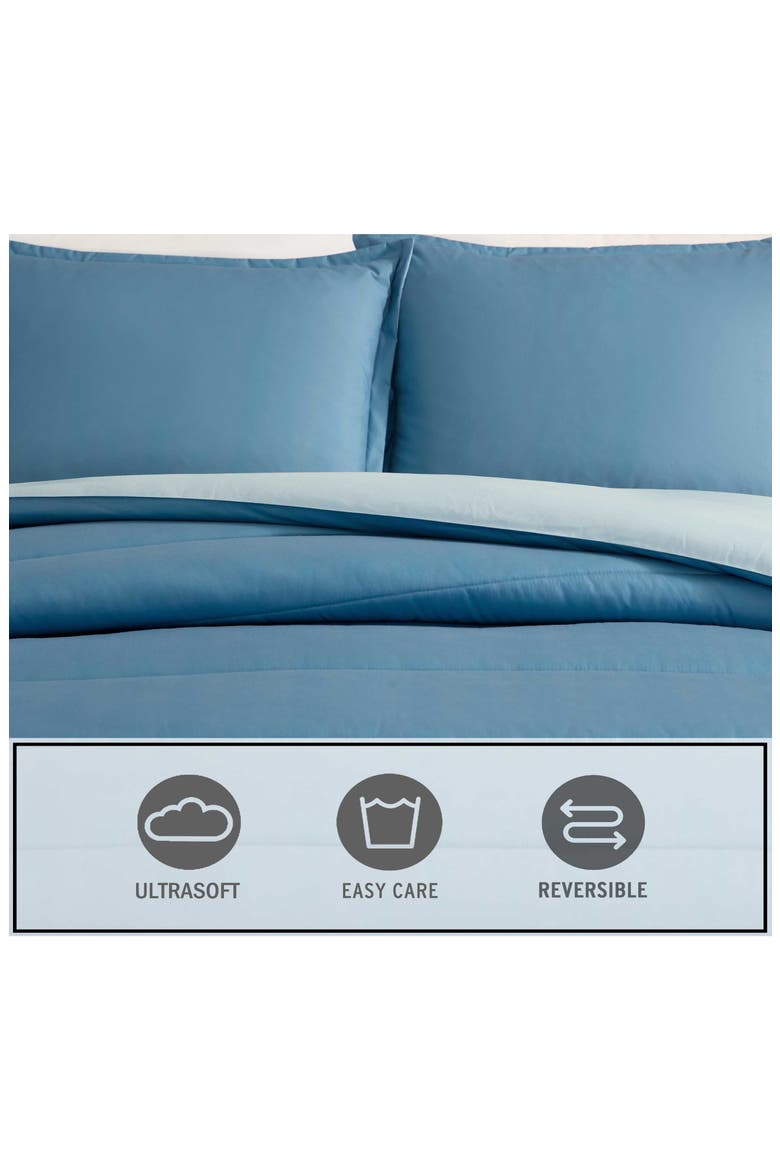 Huntley Plaid Reversible Microfiber Comforter Set, Alternate, color, MEDIUM / DARK BLUE