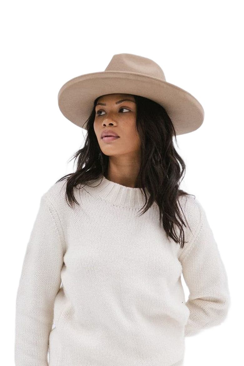 Maude Wide Brim Fedora Hat, Alternate, color, Tan