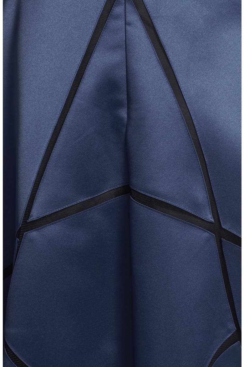 Illusion Neck Seam Detail Satin Gown, Alternate, color, TWILIGHT