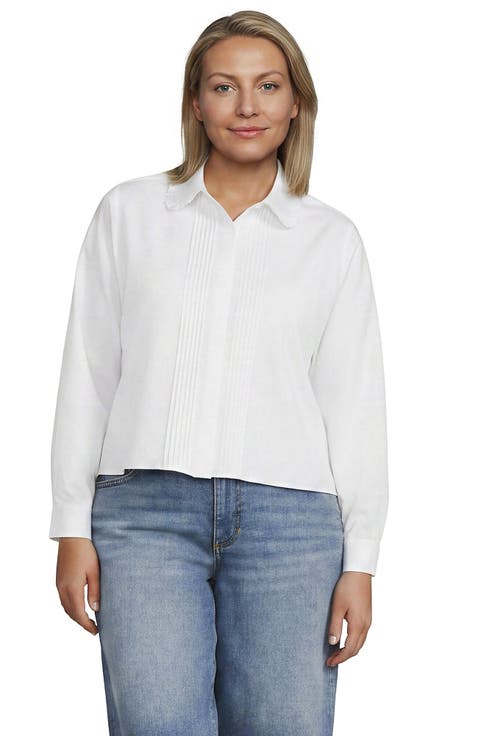 Plus Size No Iron Boxy Cropped Shirt