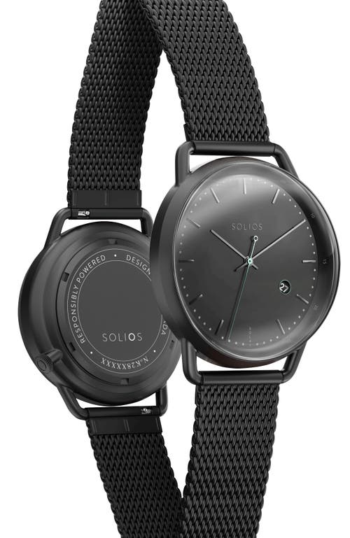 Solios Watches The Solar Curve | Black Dial In Mat Black Mesh Metal