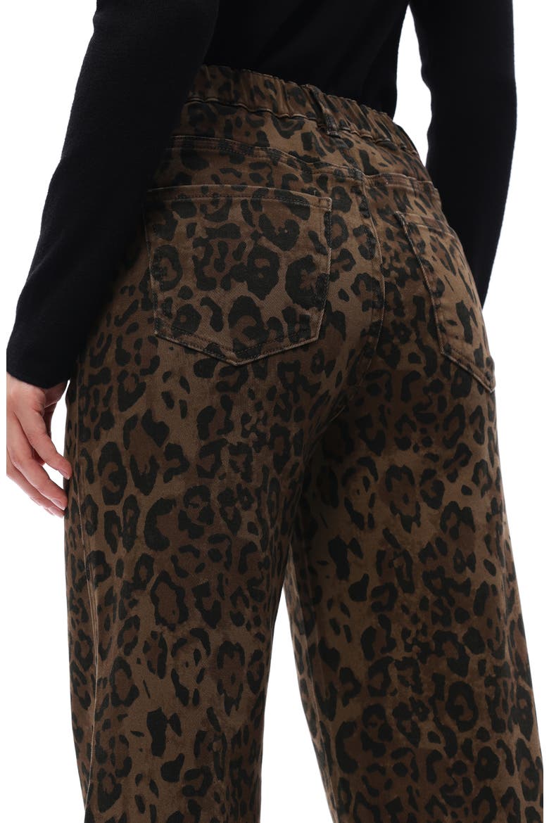 High Waist Print Straight Leg Jeans, Alternate, color, COFFEE