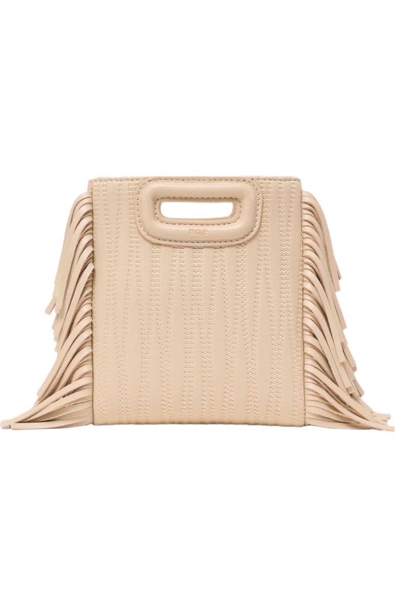 maje Topstitched leather mini M bag, Main, color, Cream