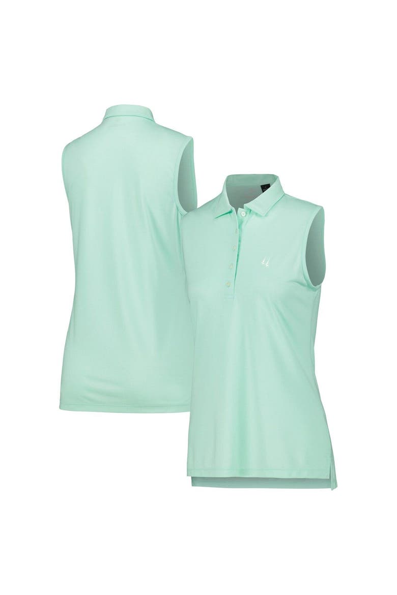 Women's Aqua Churchill Downs Butter Stripe Tri-Blend Sleeveless Polo, Main, color, Aqua