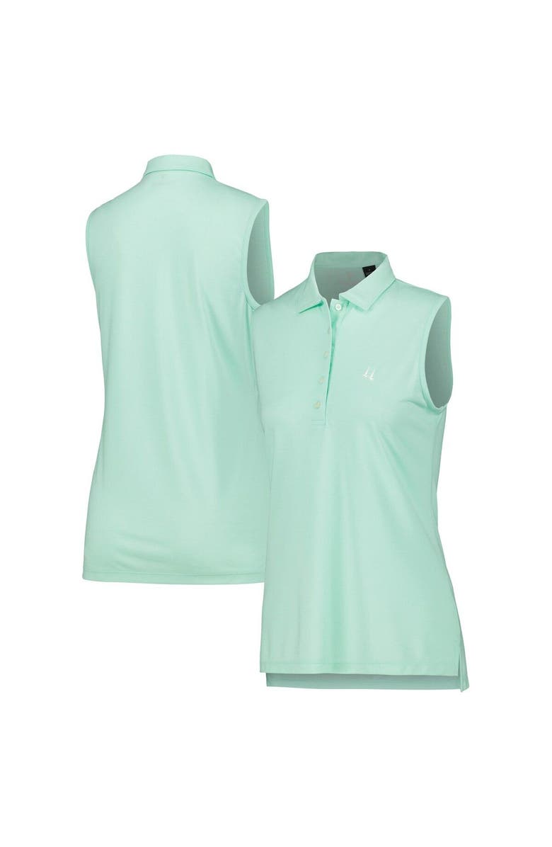 Full Turn Women's Aqua Churchill Downs Butter Stripe Tri-Blend Sleeveless Polo, Main, color, Aqua