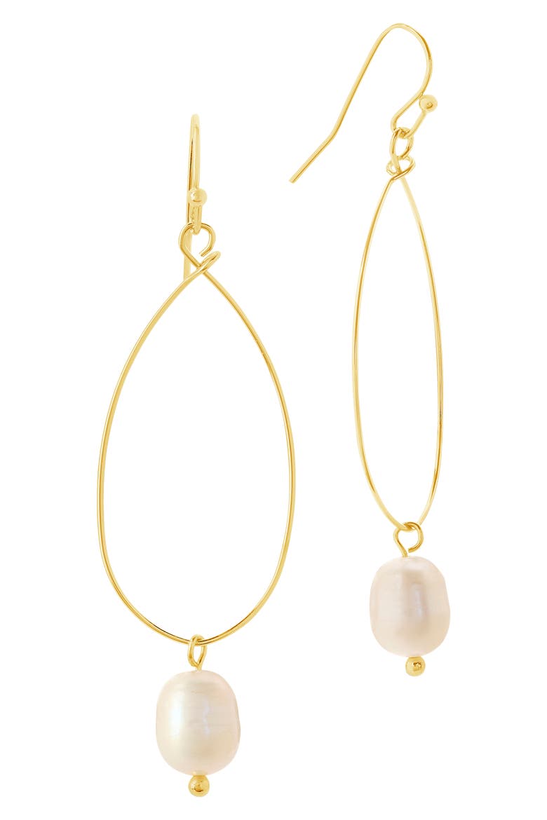 Genuine Pearl Teardrop Earrings, Alternate, color, GOLD