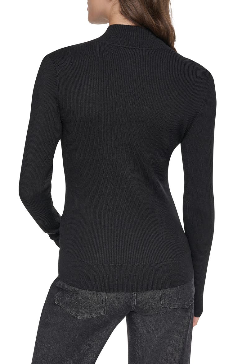 Logo Tape Quarter Zip Sweater, Alternate, color, BLACK/ IVORY