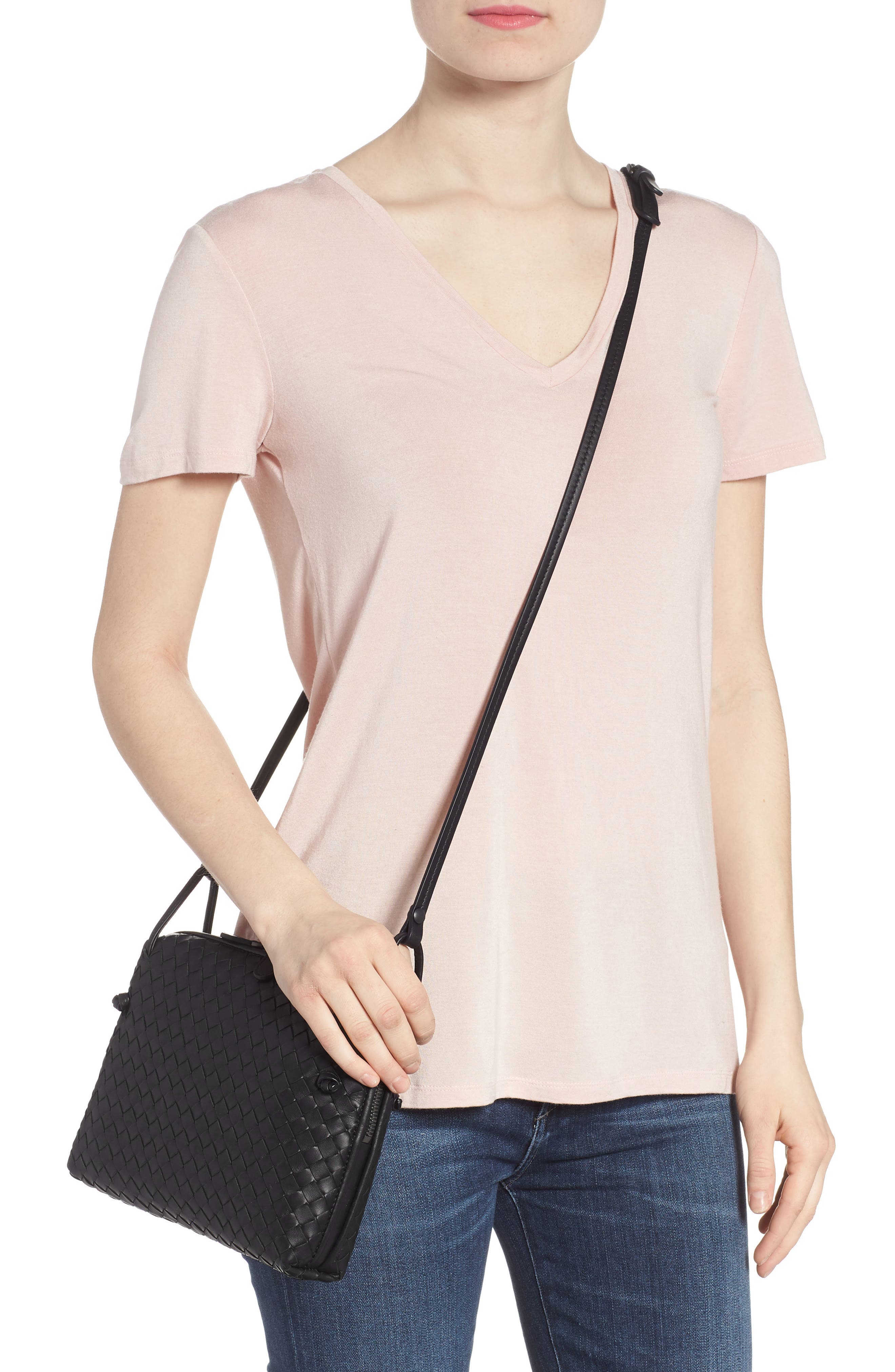 Nodini Woven Leather Crossbody Bag, Alternate, color, NERO