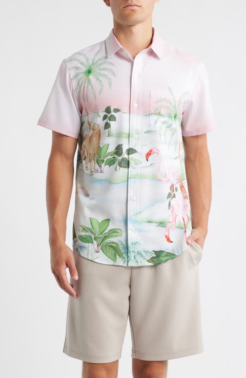 Palm Beach Wallpaper Weekend Button-Up Shirt