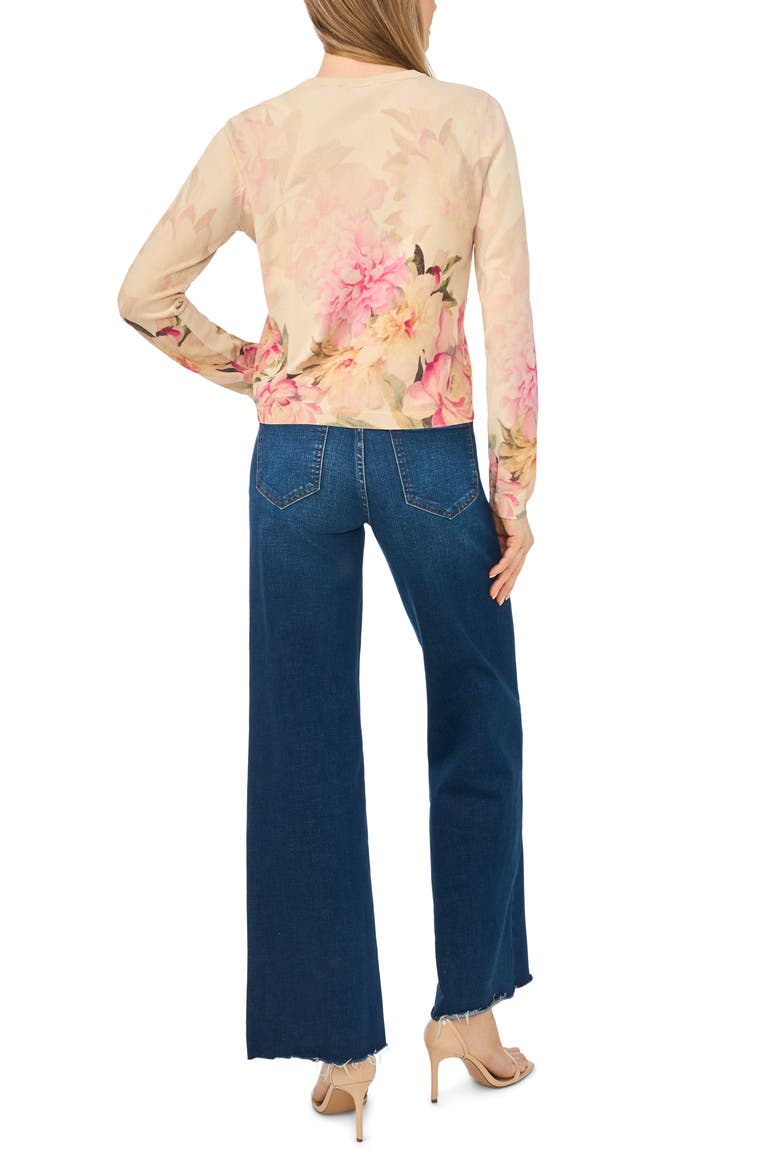 Kara Floral Cardigan, Alternate, color, MAPLE BUTTER