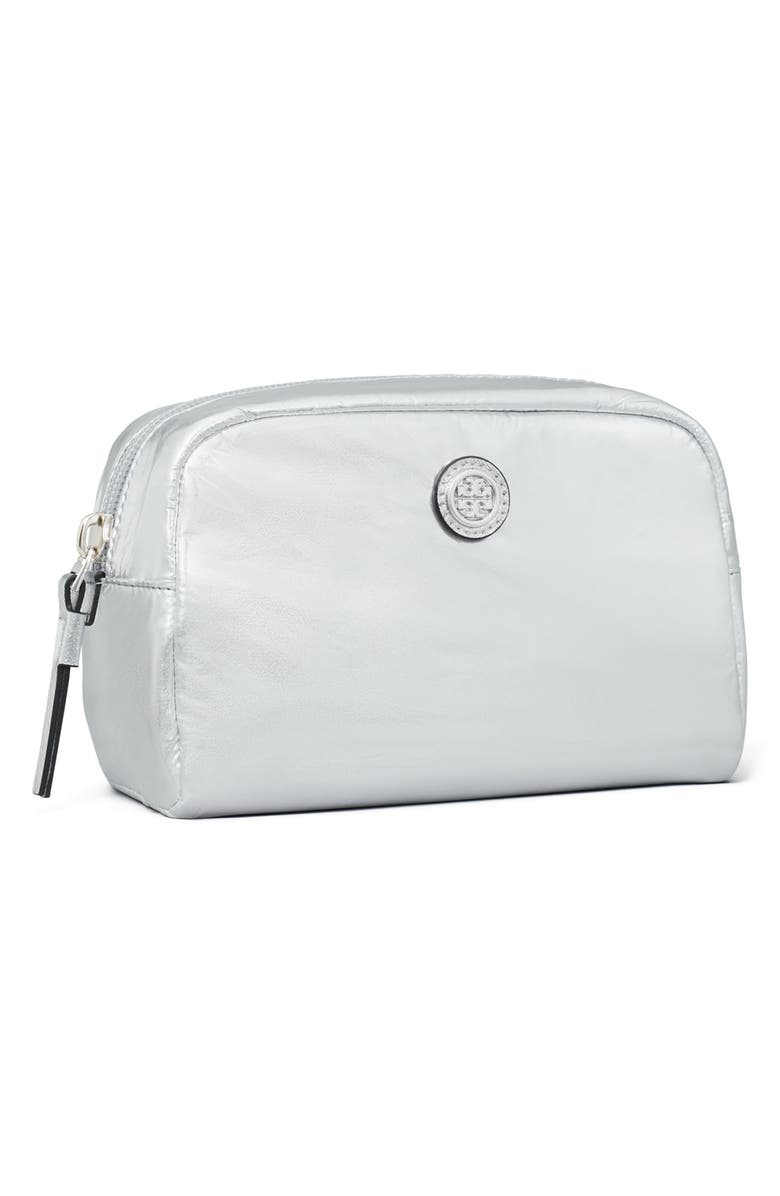 Tory Burch Virginia Metallic Cosmetic Bag, Alternate, color,