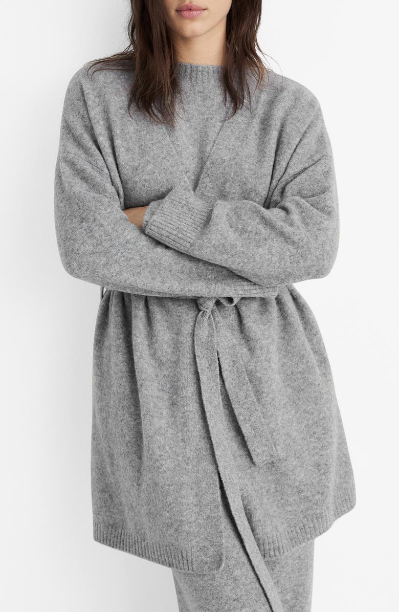 MANGO Tie Front Longline Cardigan, Main, color, Grey