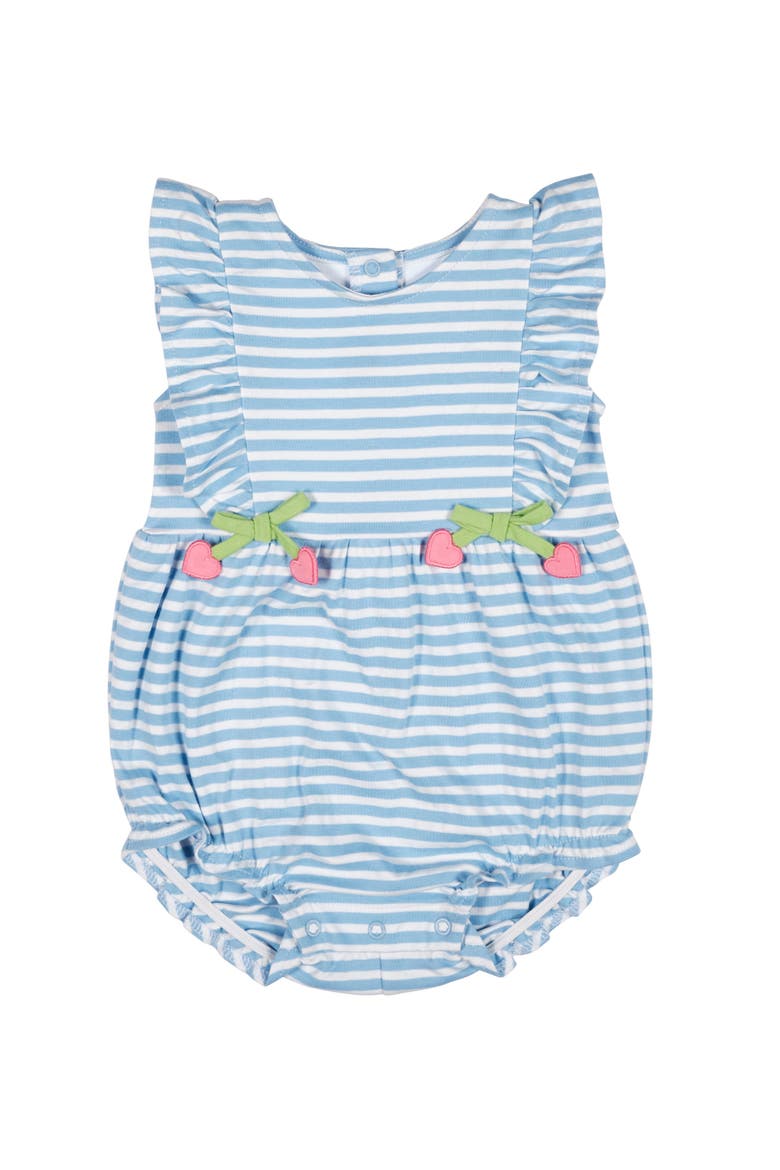 Stripe Knit Romper With Heart Cherries, Main, color, Blue/White