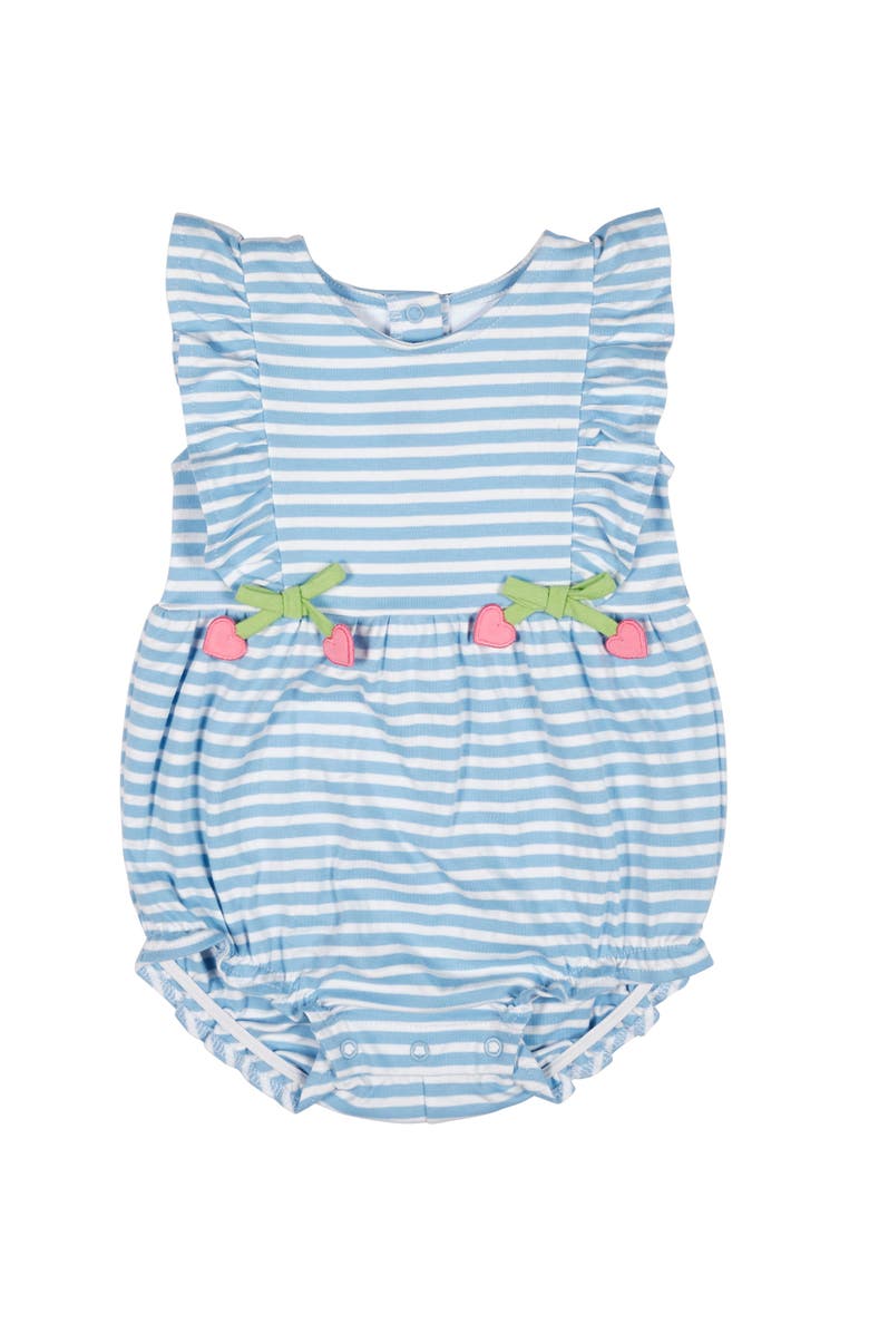 Florence Eiseman Stripe Knit Romper With Heart Cherries, Main, color, Blue/White
