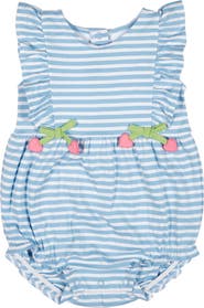 Florence Eiseman Stripe Knit Romper With Heart Cherries