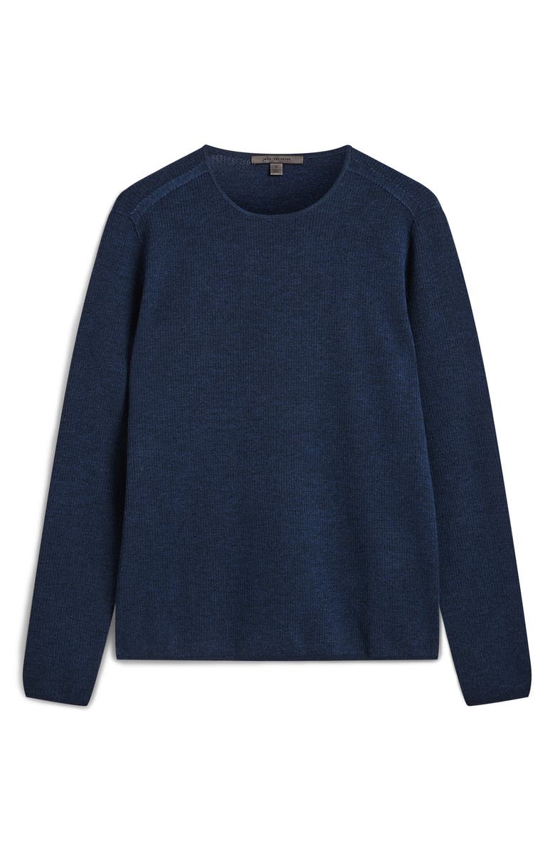 John Varvatos Leira Ribbed Wool & Silk Crewneck Sweater, Alternate, color, Dark Navy
