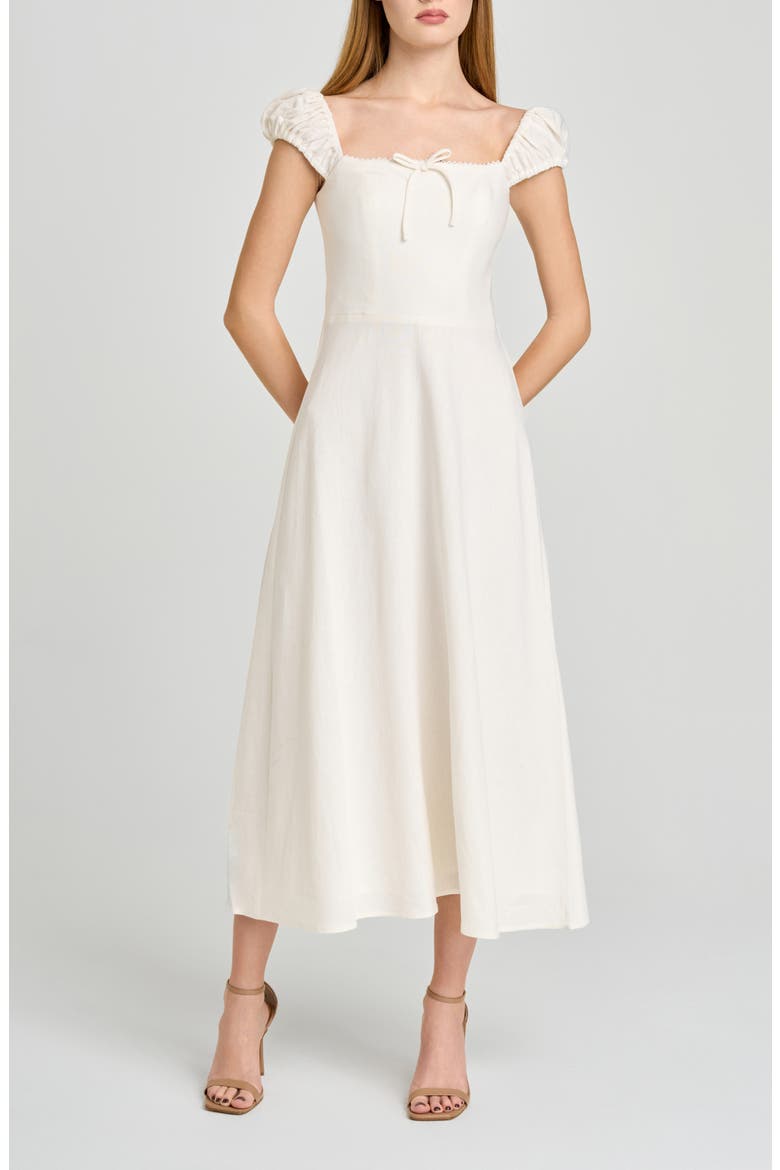 cap sleeve linen midi dress Linen Midi Wrap Dress with Pockets - Bohemian Dress - Plus Size Clothing - Wedding Guest Fit and Flare Dress