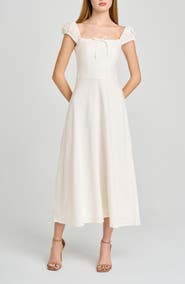 WAYF Carina Cap Sleeve Linen Blend Maxi Dress